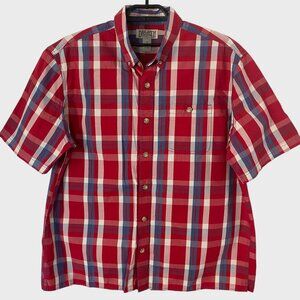 Duluth Trading Co. Relaxed Fit Short-Sleeve Button-Up Plaid Shirt Men's Size XL